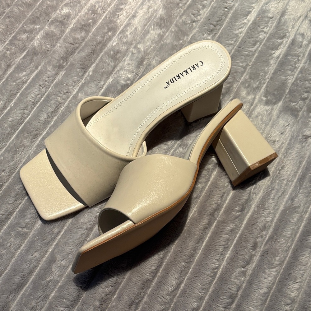 Cream slide on heels size 8